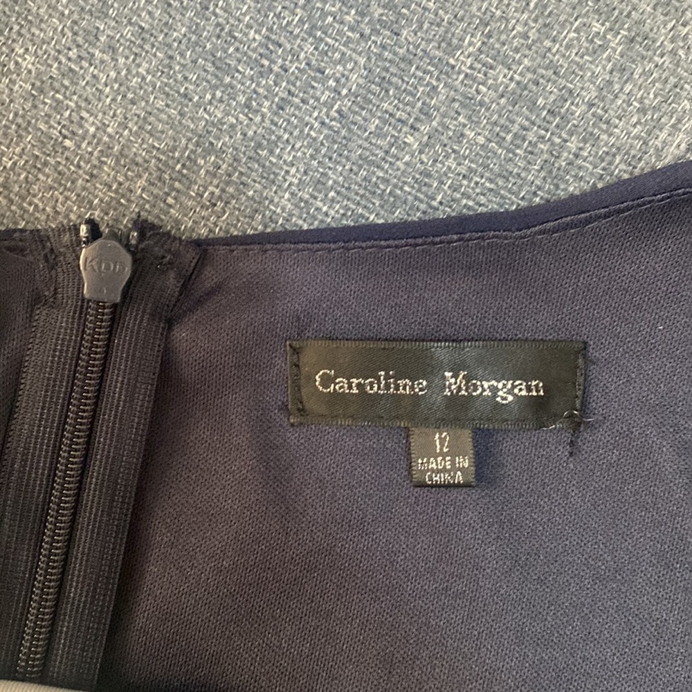 Caroline Morgan - Navy pleated babydoll dress with lace and white trim - Size 12 - Picture 5 of 9
